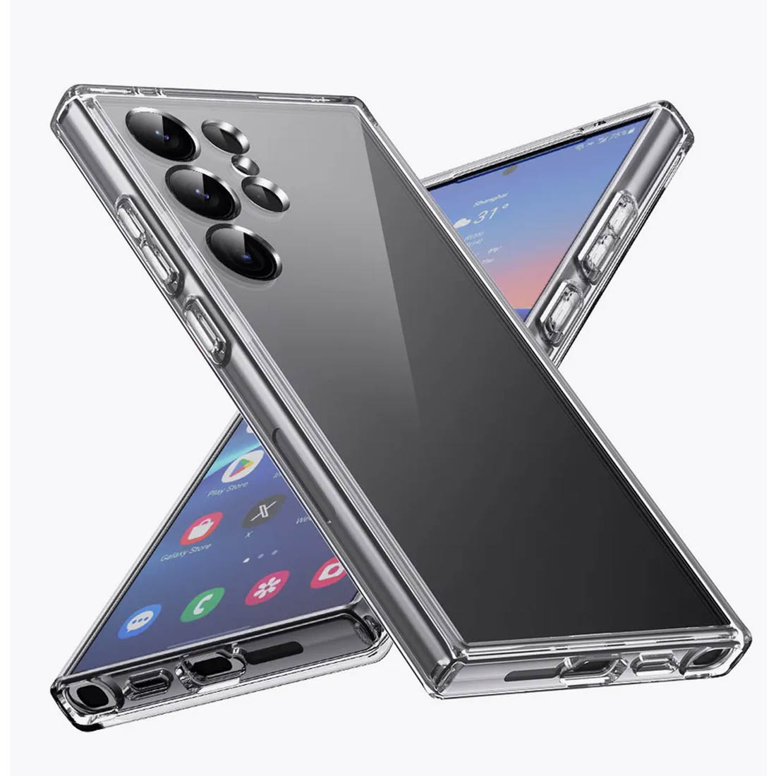 Чехол накладка для SAMSUNG Galaxy S24 Ulta, защита камеры, силикон, прозрачный