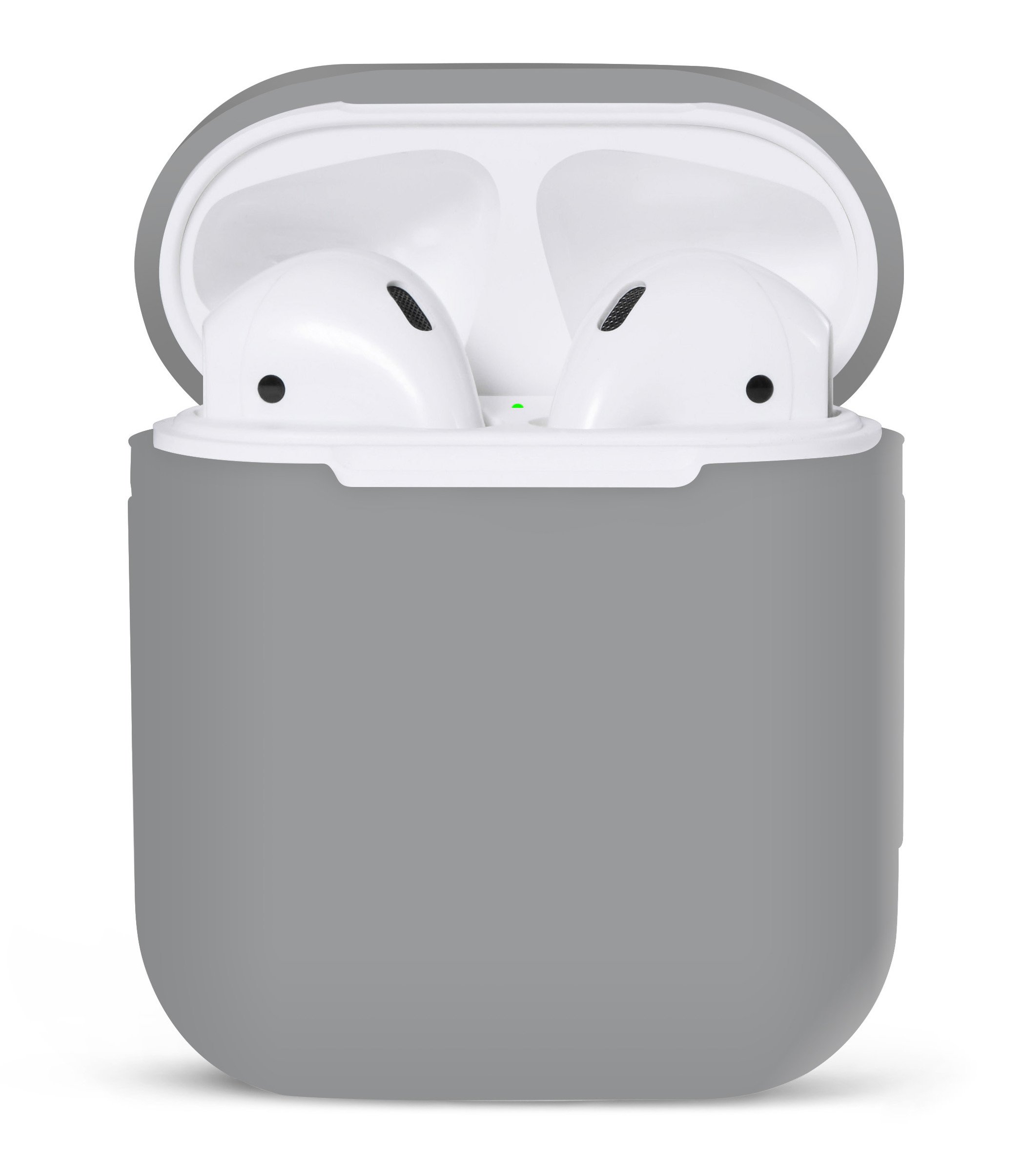 Чехол для беспроводных наушников APPLE AirPods силиконовый, цвет серый Silicon Case Protection. Чехол для беспроводных наушников APPLE AirPods силиконовый, цвет серый Silicon Case Protection.