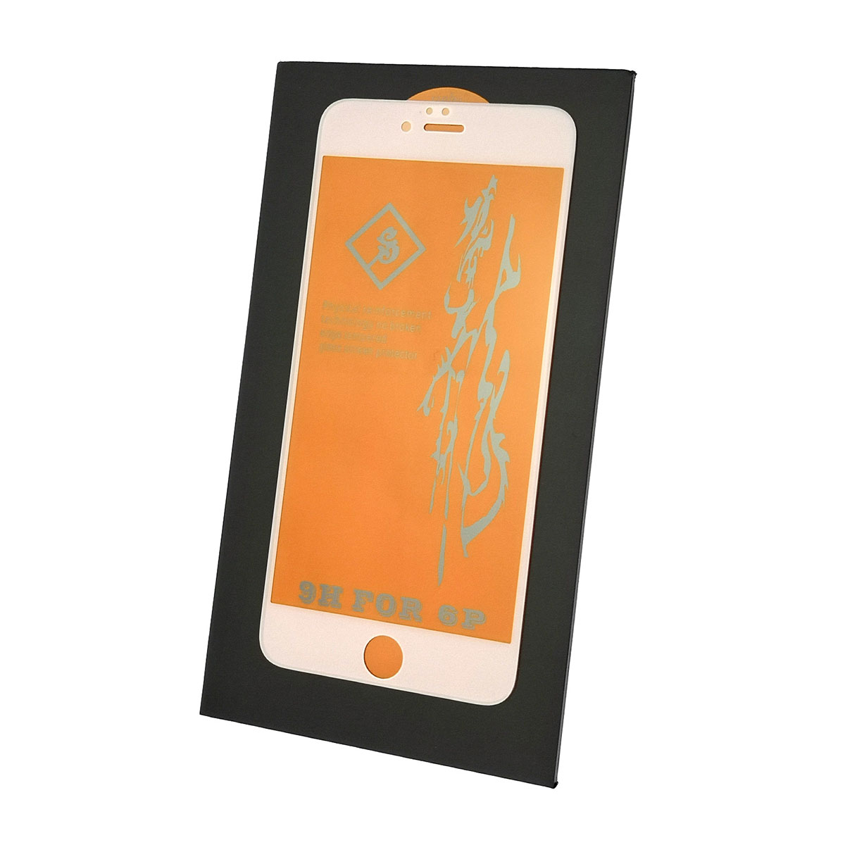 Защитное стекло 9H Rinbo для APPLE iPhone 6 Plus, 6G Plus, 6S Plus, цвет окантовки белый.