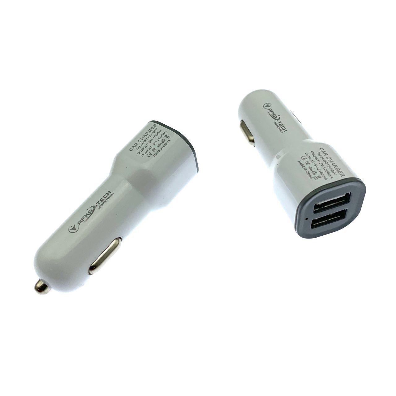 АЗУ (автомобильное зарядное устройство) AFKA-TECH, 2 USB порта, цвет белый. АЗУ (автомобильное зарядное устройство) AFKA-TECH, 2 USB порта, цвет белый.