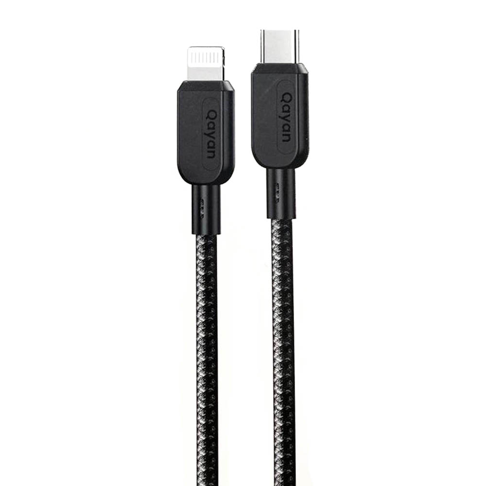 Кабель QAYAN QCB-147 Type C на Lightning 8 pin, 35W, длина 1.2 метра, нейлон, цвет черный Кабель QAYAN QCB-147 Type C на Lightning 8 pin, 35W, длина 1.2 метра, нейлон, цвет черный