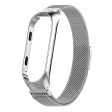 Ремешок на запястье, браслет для Xiaomi Mi Band 3, 4, миланская петля, металл, цвет серебристый Ремешок на запястье, браслет для Xiaomi Mi Band 3, 4, миланская петля, металл, цвет серебристый