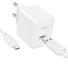 СЗУ (Сетевое зарядное устройство) с кабелем Micro USB HOCO CS11A, 10W, 1 USB, цвет белый СЗУ (Сетевое зарядное устройство) с кабелем Micro USB HOCO CS11A, 10W, 1 USB, цвет белый
