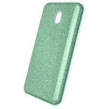 Чехол накладка для XIAOMI Redmi 8A, силикон, блестки, цвет зеленый.