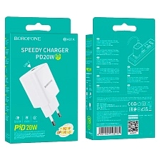 СЗУ (Сетевое зарядное устройство) BOROFONE BA81A, 20W, 1 USB Type C, PD20W, цвет белый СЗУ (Сетевое зарядное устройство) BOROFONE BA81A, 20W, 1 USB Type C, PD20W, цвет белый
