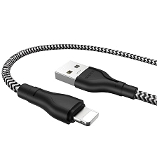 Кабель BOROFONE BX39 Beneficial Lightning 8-pin, 2.4A, длина 1 метр, нейлоновая оплетка, цвет черно белый Кабель BOROFONE BX39 Beneficial Lightning 8-pin, 2.4A, длина 1 метр, нейлоновая оплетка, цвет черно белый