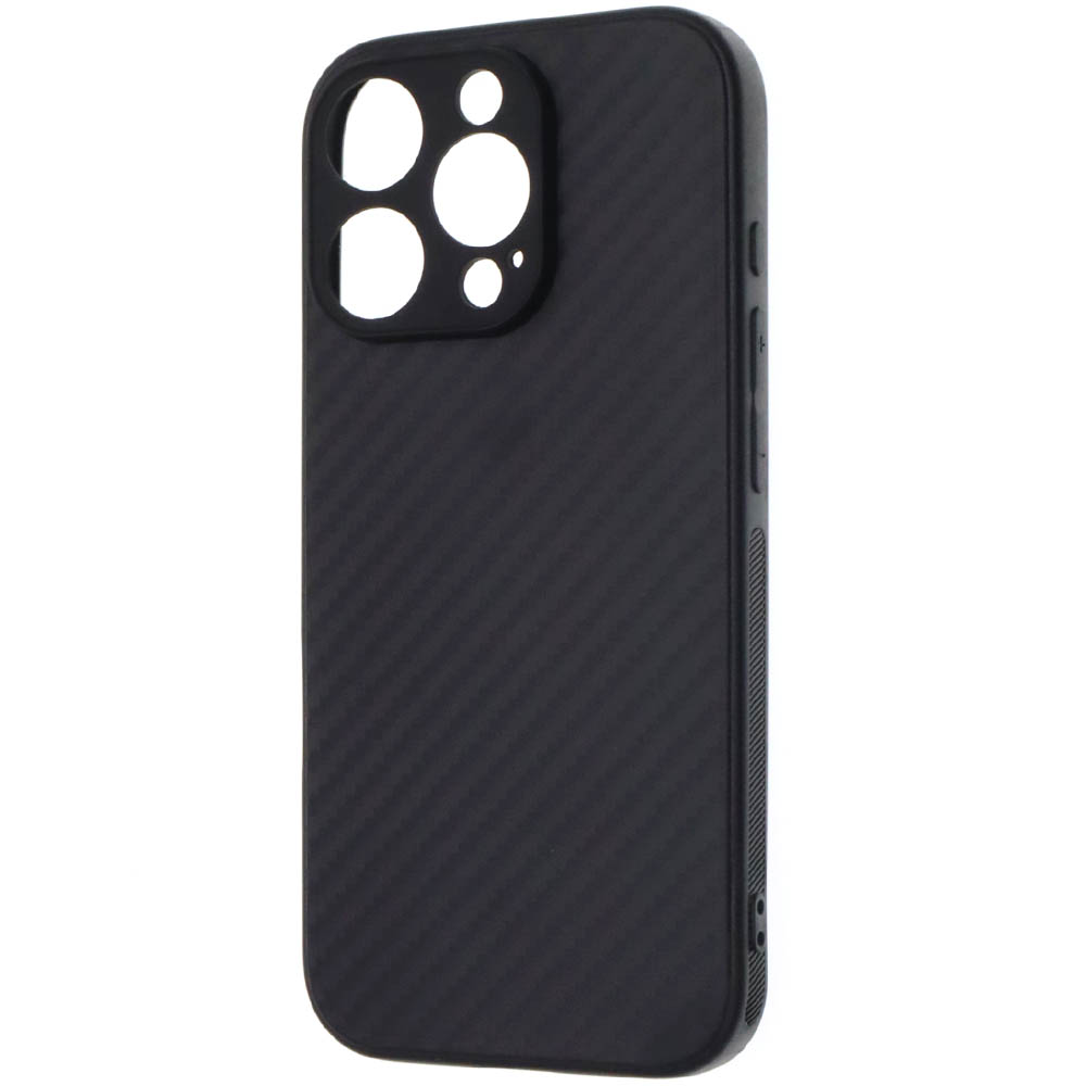 Чехол накладка для APPLE iPhone 16 Pro, защита камеры, силикон, карбон, цвет черный