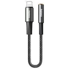 Аудио кабель, переходник REMAX CB25 / CB08(i-3.5F) Lightning 8 pin (папа) на AUX (Jack 3.5 мм) (мама), длина 12 см, цвет черно серебристый