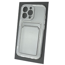 Чехол накладка CARD CASE для APPLE iPhone 13 Pro (6.1), силикон, отдел для карт, цвет прозрачный Чехол накладка CARD CASE для APPLE iPhone 13 Pro (6.1), силикон, отдел для карт, цвет прозрачный