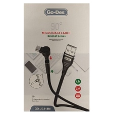 Кабель GO-DES GD-UC518M Micro USB, 2.4A, длина 1 метр, угловой коннектор, цвет черный Кабель GO-DES GD-UC518M Micro USB, 2.4A, длина 1 метр, угловой коннектор, цвет черный