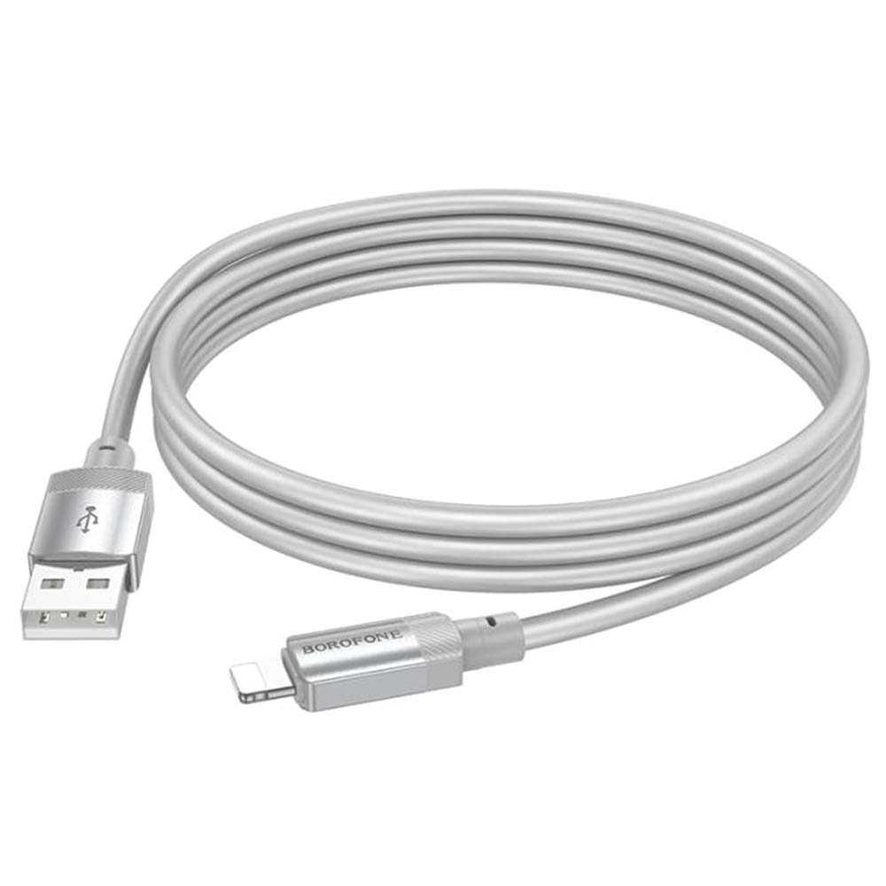 Кабель BOROFONE BX108 USB на Lightning 8 pin, 2.4А, длина 1 метр, цвет серый Кабель BOROFONE BX108 USB на Lightning 8 pin, 2.4А, длина 1 метр, цвет серый