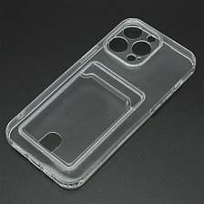 Чехол накладка CARD CASE для APPLE iPhone 14 Pro Max, защита камеры, силикон, отдел для карт, цвет прозрачный Чехол накладка CARD CASE для APPLE iPhone 14 Pro Max, защита камеры, силикон, отдел для карт, цвет прозрачный