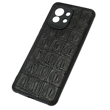 Чехол накладка для XIAOMI Mi 11, силикон, текстура кожи крокодила, цвет черный Чехол накладка для XIAOMI Mi 11, силикон, текстура кожи крокодила, цвет черный