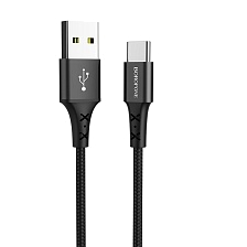 Кабель BOROFONE BX20 Enjoy USB Type C, 2A, длина 1 метр, силикон, нейлоновая оплетка, цвет черный Кабель BOROFONE BX20 Enjoy USB Type C, 2A, длина 1 метр, силикон, нейлоновая оплетка, цвет черный