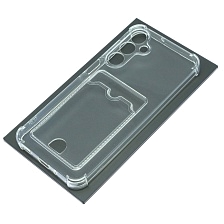 Чехол накладка CARD CASE для SAMSUNG Galaxy A16, защита камеры, усиленные края, силикон, отдел для карт, прозрачный