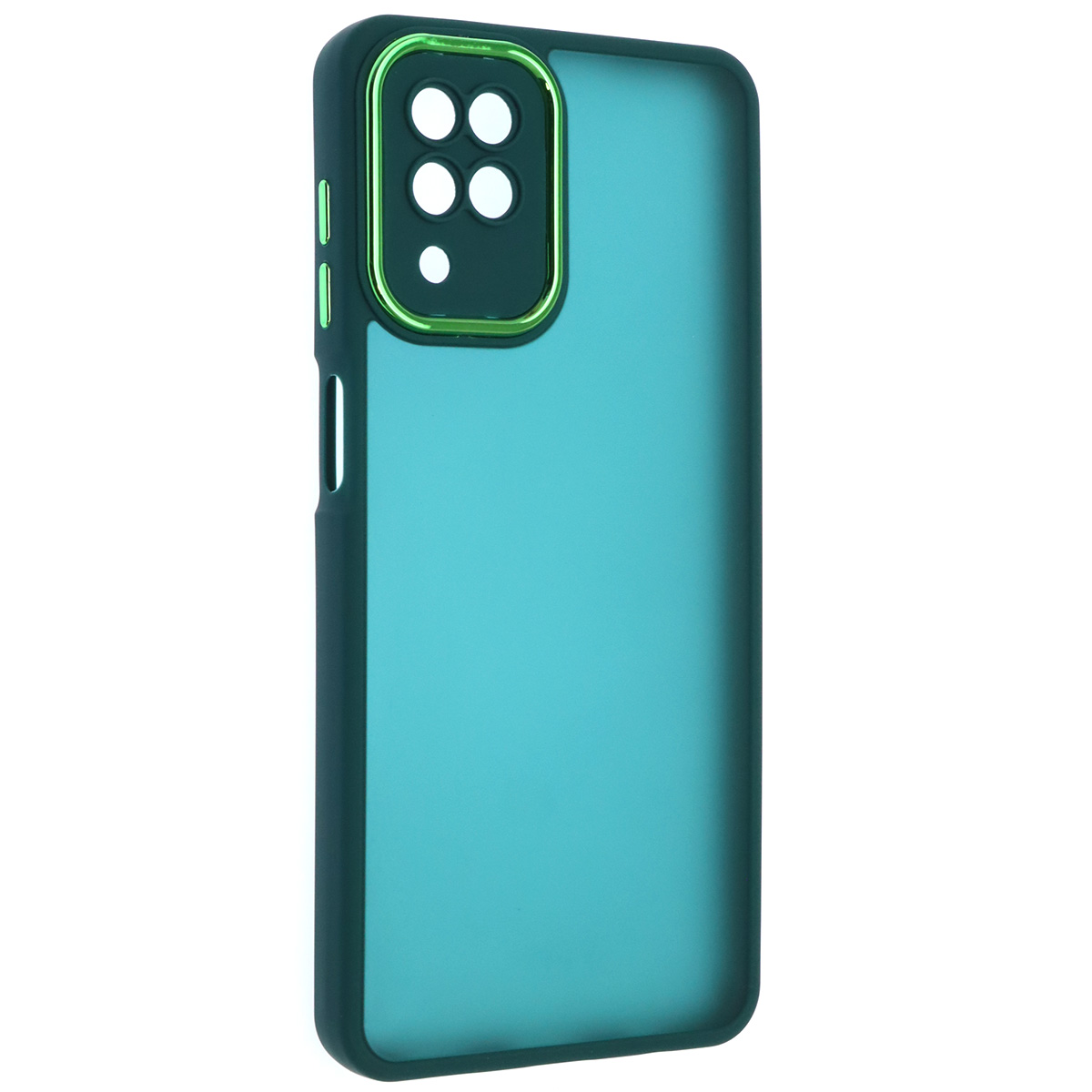 Чехол накладка KING для SAMSUNG Galaxy A12, силикон, пластик, защита камеры, цвет окантовки темно зеленый Чехол накладка KING для SAMSUNG Galaxy A12, силикон, пластик, защита камеры, цвет окантовки темно зеленый