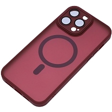 Чехол накладка Camelia с поддержкой MagSafe для APPLE iPhone 14 Pro Max, защита камеры, силикон, матовый, цвет бордовый