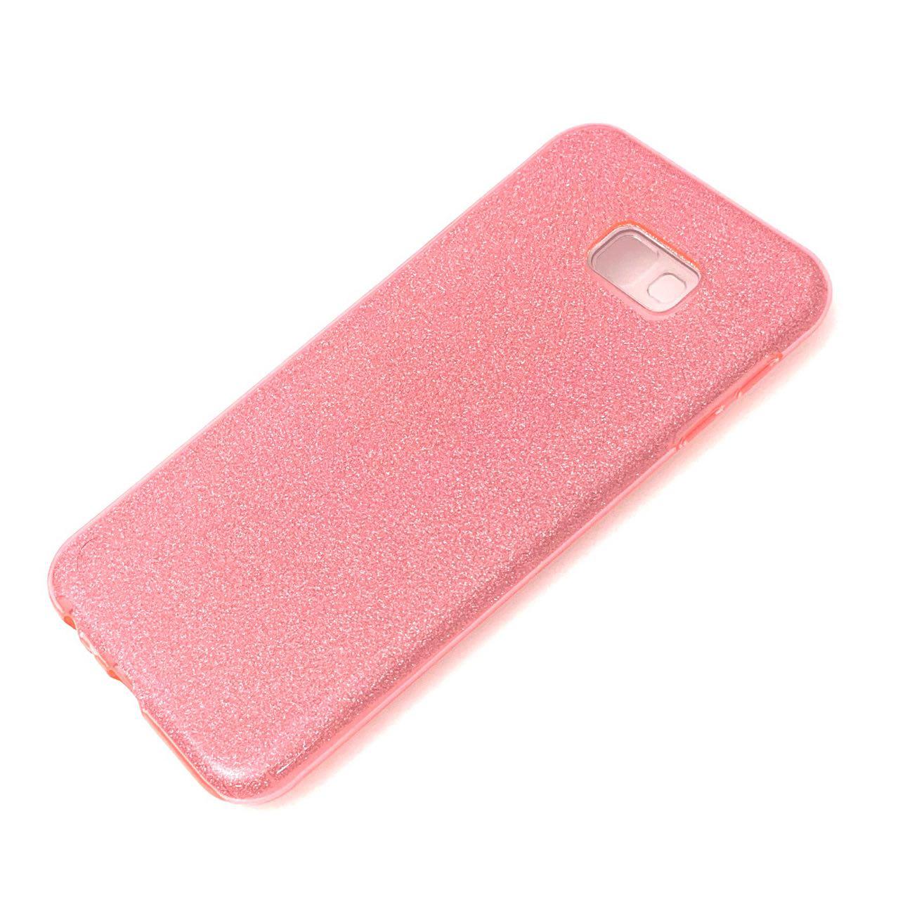 Чехол накладка Shine для SAMSUNG Galaxy J4 Plus 2018 (SM-J415), силикон, блестки, цвет коралловый.