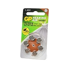 Батарейка GP ZA312 PR41 BL6 Zinc Air 1.45V Батарейка GP ZA312 PR41 BL6 Zinc Air 1.45V
