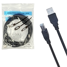 Кабель Am-Bm (AM/BM) для принтера, сканера, USB 2.0, длина 3 метра, цвет черный