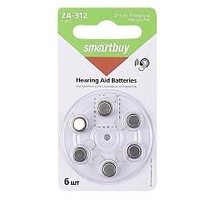 Батарейка для слуховых аппаратов SMARTBUY ZA312 (PR41,AC312,DA312), BL6, 1.45V Батарейка для слуховых аппаратов SMARTBUY ZA312 (PR41,AC312,DA312), BL6, 1.45V
