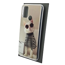 Чехол накладка Vinil для HUAWEI Honor 9A (MOA-LX9N), силикон, рисунок Cat, цвет серый Чехол накладка Vinil для HUAWEI Honor 9A (MOA-LX9N), силикон, рисунок Cat, цвет серый