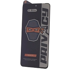 Защитное стекло Антишпион G-Rhino для SAMSUNG Galaxy S21 FE, цвет окантовки черный
