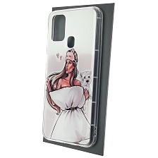Чехол накладка для SAMSUNG Galaxy M31 (SM-M315), силикон, рисунок Девушка с собачкой
