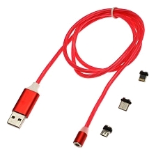 Магнитный зарядный кабель X-CABLE 360° Metal Magnetic Cable с насадками APPLE Lightning 8-pin, Micro USB, Type-C, длина 1 метр, цвет красный Магнитный зарядный кабель X-CABLE 360° Metal Magnetic Cable с насадками APPLE Lightning 8-pin, Micro USB, Type-C, длина 1 метр, цвет красный