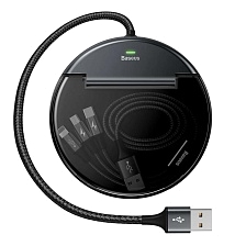 Станция для зарядки BASEUS 3 в 1 Car Sharing Station, 2 USB, APPLE Lightning 8 pin, USB Type C, Micro USB, цвет черный | Последняя цена
