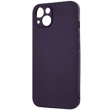 Чехол накладка для APPLE iPhone 13, силикон, карбон, цвет темно фиолетовый Чехол накладка для APPLE iPhone 13, силикон, карбон, цвет темно фиолетовый
