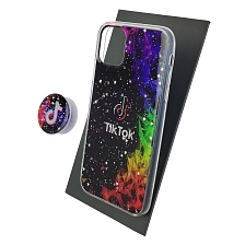 Чехол накладка для APPLE iPhone 11, силикон, фактурный глянец, с поп сокетом, рисунок Tik Tok Чехол накладка для APPLE iPhone 11, силикон, фактурный глянец, с поп сокетом, рисунок Tik Tok