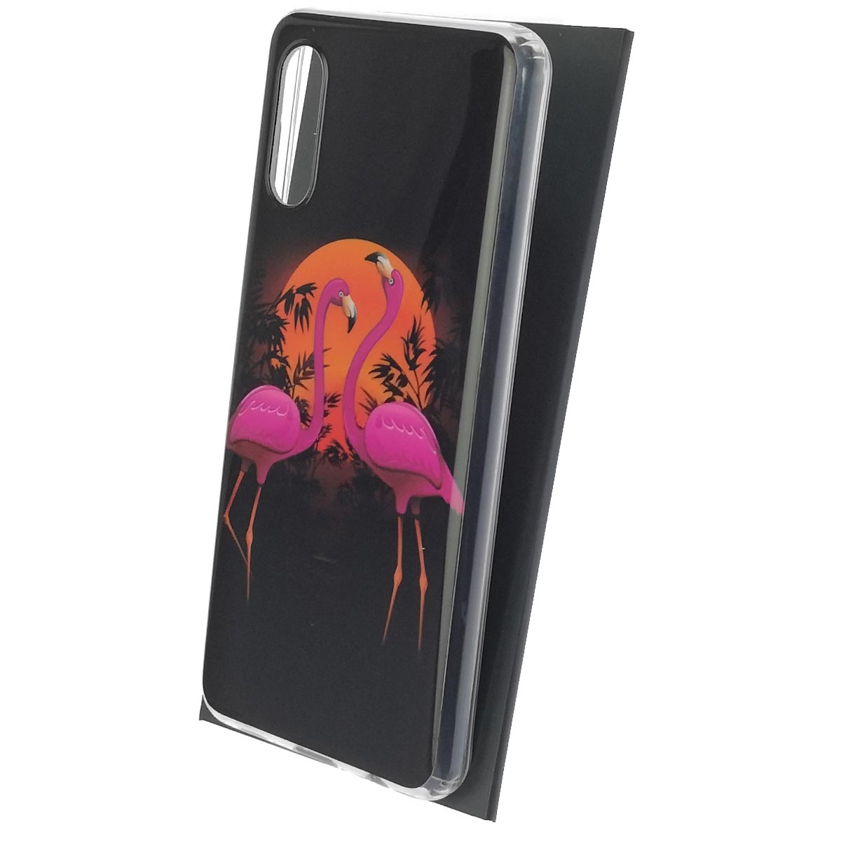Чехол накладка для SAMSUNG Galaxy A02 (SM-A022G/DS), силикон, глянцевый, рисунок Два фламинго Чехол накладка для SAMSUNG Galaxy A02 (SM-A022G/DS), силикон, глянцевый, рисунок Два фламинго