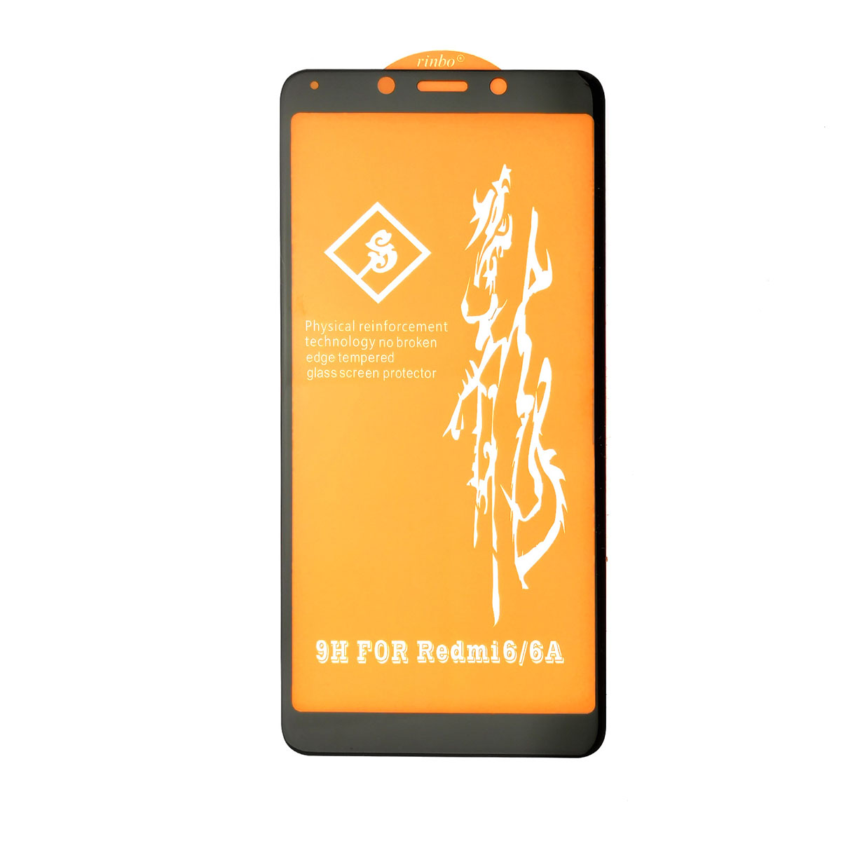 Защитное стекло 9H Rinbo для XIAOMI Redmi 6, Redmi 6A, цвет окантовки черный