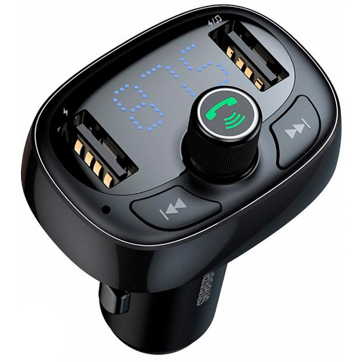 АЗУ(Автомобильное зарядное устройство) Baseus S-09, FM-трансмиттер, 2 x USB, Bluetooth MP3, цвет черный