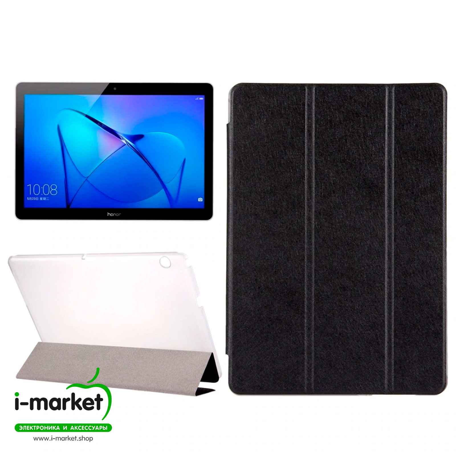 Чехол книжка Trans Cover для HUAWEI MediaPad T3 10, (AGS-L09), диагональ 9.6", цвет черный Чехол книжка Trans Cover для HUAWEI MediaPad T3 10, (AGS-L09), диагональ 9.6", цвет черный