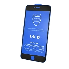 Защитное стекло 10D для APPLE iPhone 6 Plus, 6G Plus, 6S Plus, цвет окантовки черный.