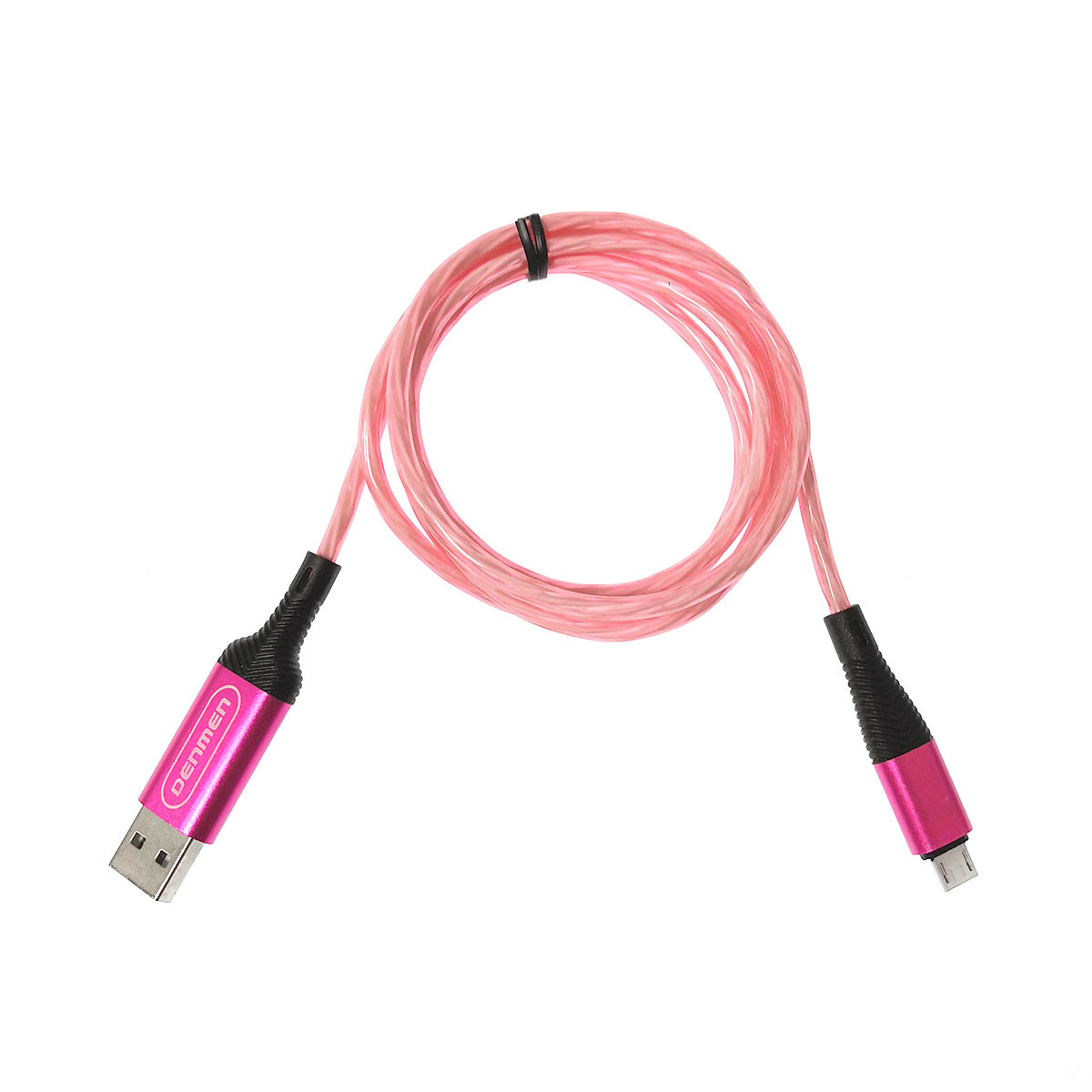 Кабель DENMEN D25V Micro USB, LED подсветка, 2.4A, длина 1 метр, цвет фуксия Кабель DENMEN D25V Micro USB, LED подсветка, 2.4A, длина 1 метр, цвет фуксия
