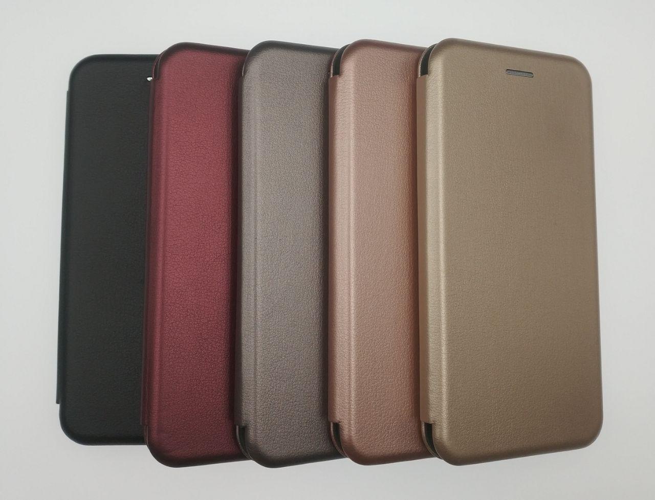 Чехол книжка для XIAOMI REDMI NOTE 6 PRO, силикон, экокожа, цвет бордовый.