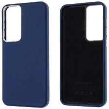 Чехол накладка VICTORIA для SAMSUNG Galaxy S25 FE, силикон, пластик, текстура кожи, бархат, цвет темно синий