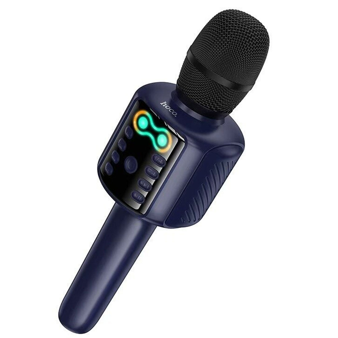 Колонка портативная, караоке-микрофон HOCO L24 Shine, Bluetooth, AUX, Micro SD, USB Disk, RGB подсветка, цвет темно синий