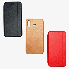 Чехол-книжка для SAMSUNG Galaxy A6S 2018 (SM-G620), искусственная кожа, основа силикон, на магните, с визитницей, цвет красный NEW.