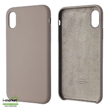 Чехол накладка Silicon Case для APPLE iPhone X, iPhone XS, силикон, бархат, цвет серо бежевый Чехол накладка Silicon Case для APPLE iPhone X, iPhone XS, силикон, бархат, цвет серо бежевый