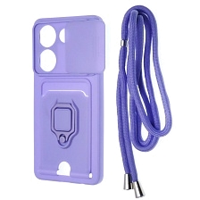 Чехол накладка MULTI FUNCTION 4 в 1 для TECNO Camon 20 4G, TECNO Camon 20 Pro 4G, силикон, цвет сиреневый Чехол накладка MULTI FUNCTION 4 в 1 для TECNO Camon 20 4G, TECNO Camon 20 Pro 4G, силикон, цвет сиреневый