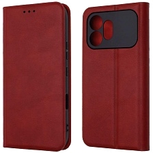 Чехол книжка для Honor 600, защита камеры, экокожа, силикон, бархатная подложка, визитница, цвет красный