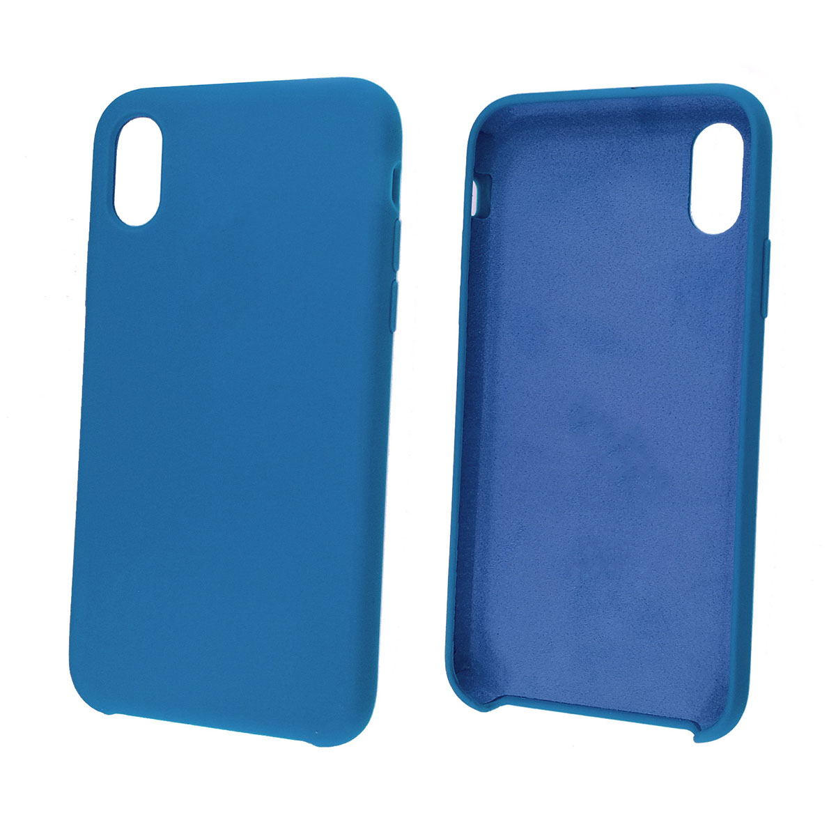 Чехол накладка Silicon Case для APPLE iPhone XS, силикон, бархат, цвет светло синий.