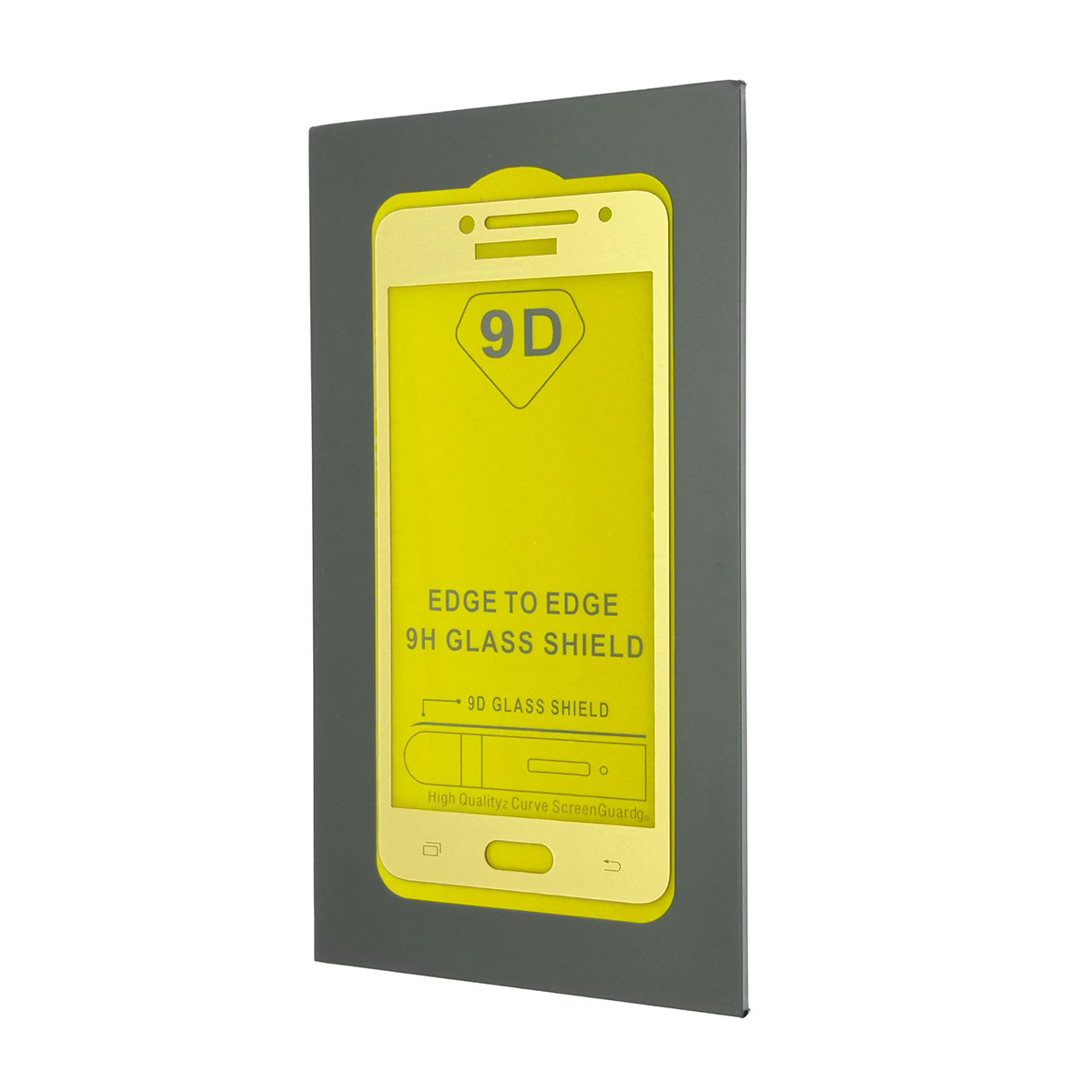 Защитное стекло 9D для SAMSUNG Galaxy J2 Prime 2018 (SM-G530, G532), цвет канта золотистый.