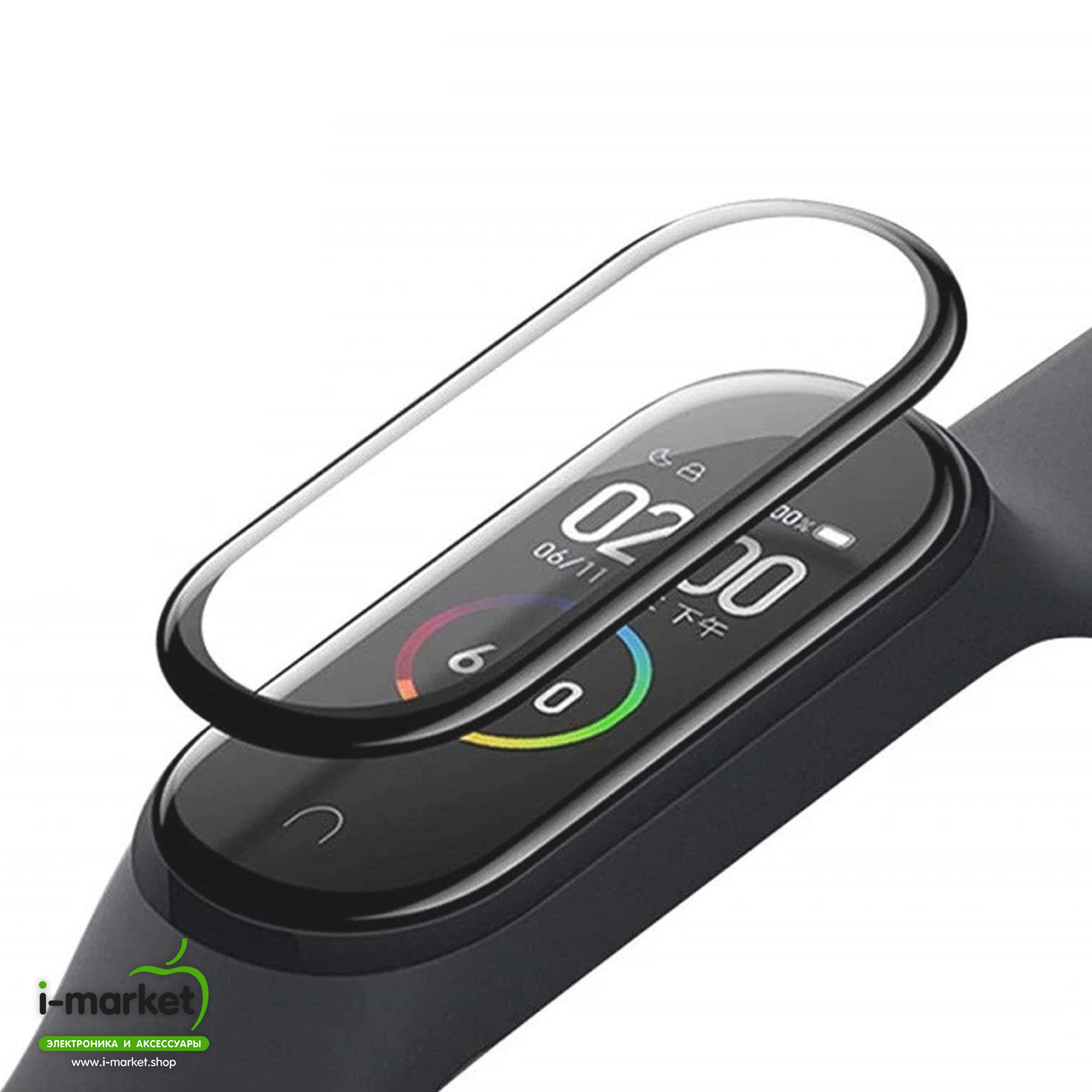 Защитная пленка / стекло 3D PMMA для XIAOMI Mi Band 4, цвет окантовки черный.