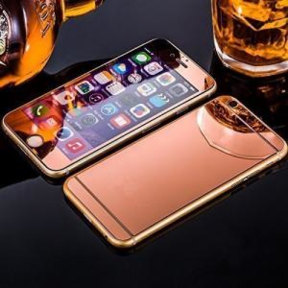 Защитное стекло "SC" цветное зеркальное [комплект] для Apple Iphone 6/4,7 (цвет=розовый).