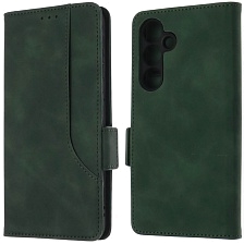 Чехол книжка NICE для SAMSUNG Galaxy S24 FE, защита камеры, экокожа, силикон, цвет темно зеленый